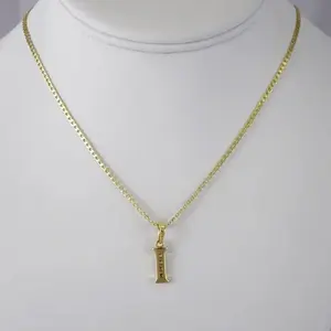 Thin Cuban Chain with Letter I Pendant 17 1/2 Inches - Fashion Accessory