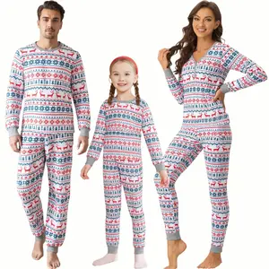 cheibear Christmas Sleepwear Long Sleeve Tee with Pants Loungewear Family Pajama Sets White Women's Medium