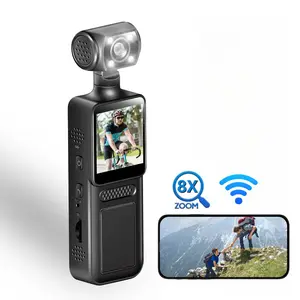WiFi Pocket Handheld Camera with 1.31" Screen & 8X Zoom, IR Night Vision, 180 Rotatable Sports & Cycling & Wireless Vlog Camera