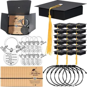 24 Sets 2026 Graduation Gifts Bulk, Class of 2026 Graduation Keychains With Grad Compass Bracelets Bulk Set In Cap Boxes for Students, Guests, Graduates