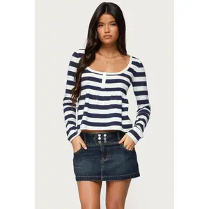 Lockie Striped Knit Babydoll Top