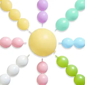 PartyWoo Pastel Linking Balloons 100pcs 12 Inch Pastel Rainbow Link Balloons for Baby Shower Gender Reveal Engagement Bachelorette Easter Bridal Shower Anniversary Birthday Party Decorations