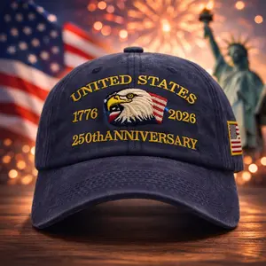 USA 250th Anniversary Hat 1776-2026 | Embroidered Baseball Cap | American Flag Eagle Liberty