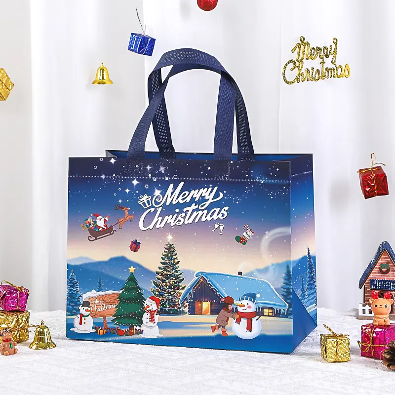 Christmas handbags, New Year shopping bags, Christmas Eve non-woven bags, coated non-woven bags, Christmas Eve gift packaging bags