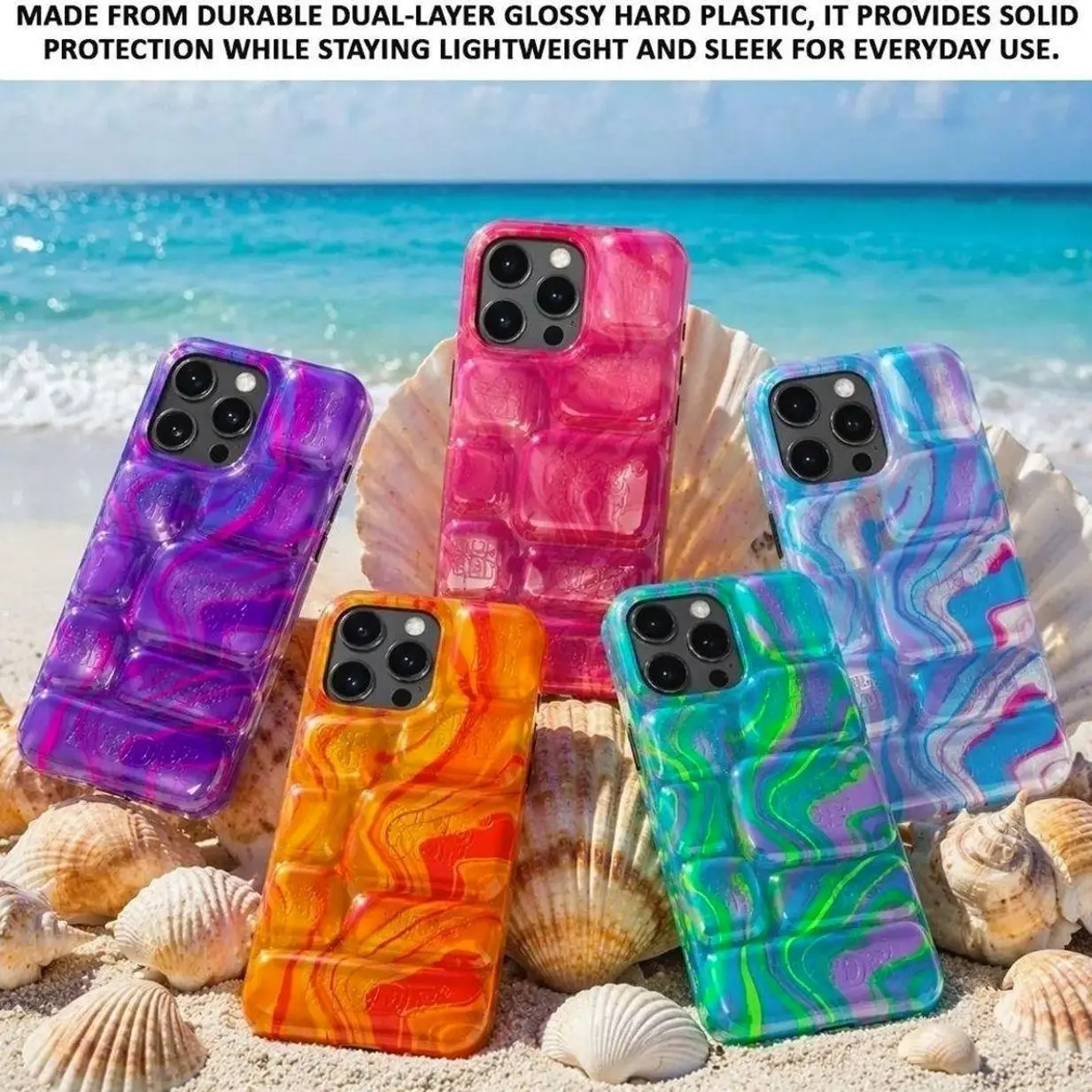 NeeDoh Cool Crush Ice Cube Phone Case, 3D Visual Effect Bubble Case, Glossy Hard Protective Cover, Colorful Aesthetic Phone Case