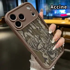 Compatible with  iPhone 17 Pro Max 16 Plus 15 14 13 12 11 XR Air E Case Deer in Camouflage All Coverage Anti-Fall Durable Protective Softcase Gift for Boy