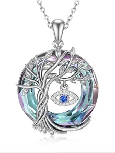 925 Sterling Silver Tree Of Life Design Exquisite Trendy Jewellery Pendant Necklace, Evil Eye Charm Jewelry Gift for Girlfriend Wife Mom, Perfect Birthday & Anniversary Present