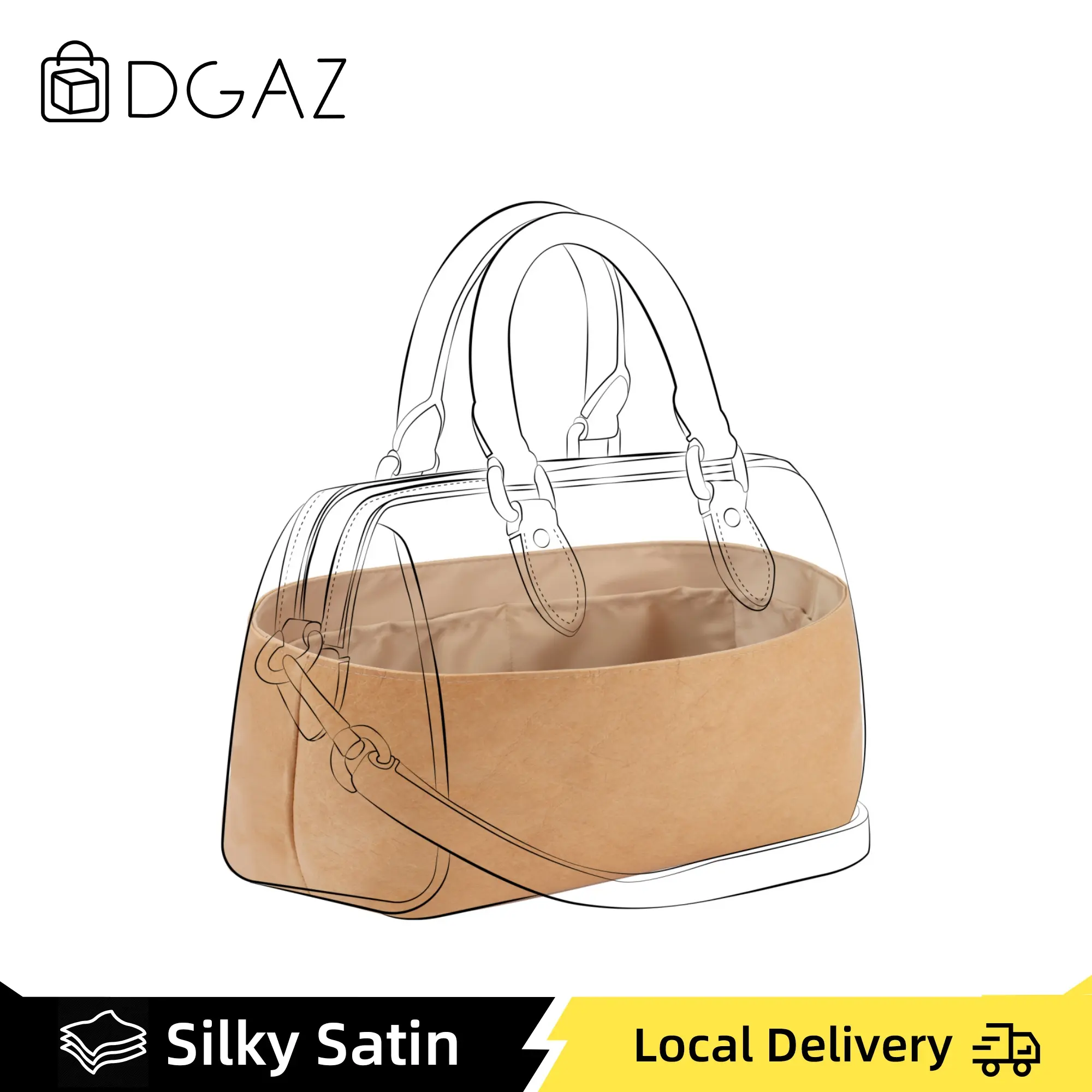 DGAZ Lightweight Purse Organizer Insert for Coach Rowan Mini/Medium,Silk DupontPaper Inner Bag for Luxury Bag