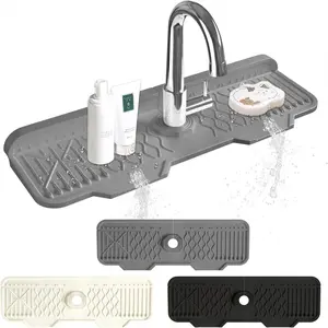 Silicone Sink Drain Storage Box, 1 Count Kitchen Sink Storage Rack with Splash Guard, Reusable Kitchen and Bathroom Sink Organizer