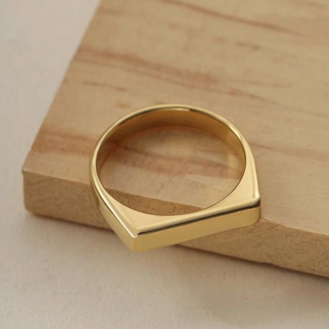 Minimalist Rectangular Stainless Steel Ring for Women Polished Geometric Everyday Jewelry