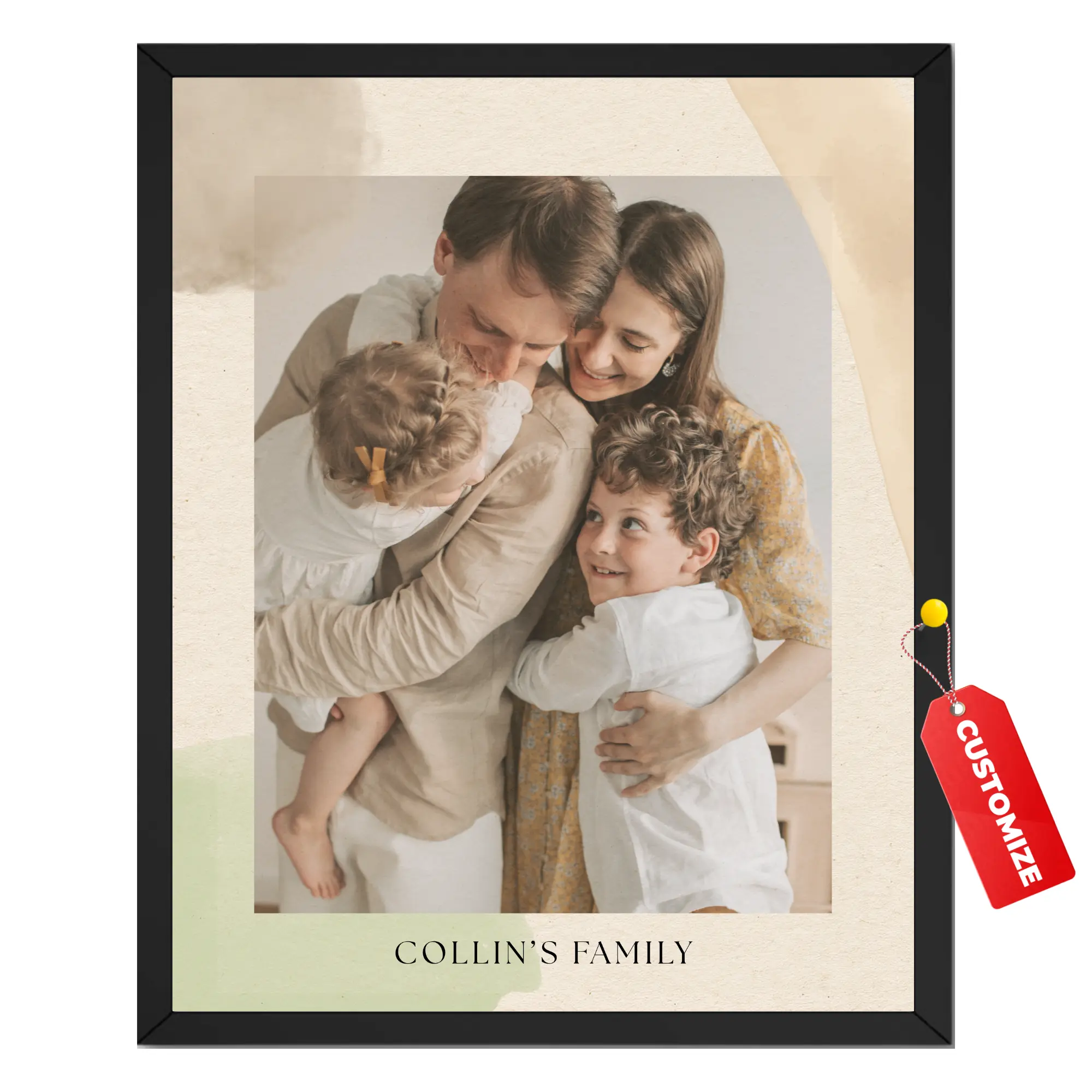 Family Portrait Print | Custom Name Photo Wall Art