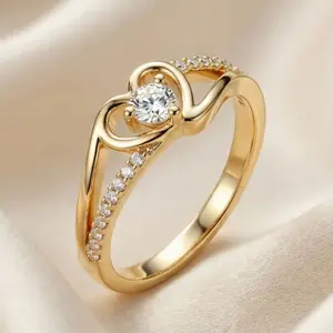 Heart Shaped Cubic Zirconia Ring for Women – Romantic Silver Wedding & Engagement Jewelry Gift