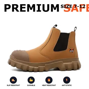 SpringStatements Comfortable Brown Steel Toe Slip Resistant Safety Footwear Work Shoes Smash-Proof Splash-Proof Puncture-Proof Anti-Slip Breathable Men Women Durable Industrial Construction Sneakers Outdoor Heavy Duty Protective Gear