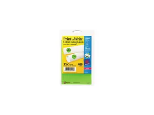 Avery 05498 Print or Write Removable Color-Coding Labels, 1-1/4in dia, Neon Green, 400/Pack