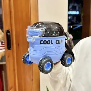 New Cute Cartoon Water Cup, Portable Bouncing Plastic Straw, Fun Mars Design for Rover Plastic Cups, Outdoor Use