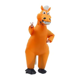 Inflatable Orange Horse Costume for Adults - Funny Blow Up Horse Outfit for Halloween, Cowboy Rodeo Events, Birthday Parties & Holiday Gatherings