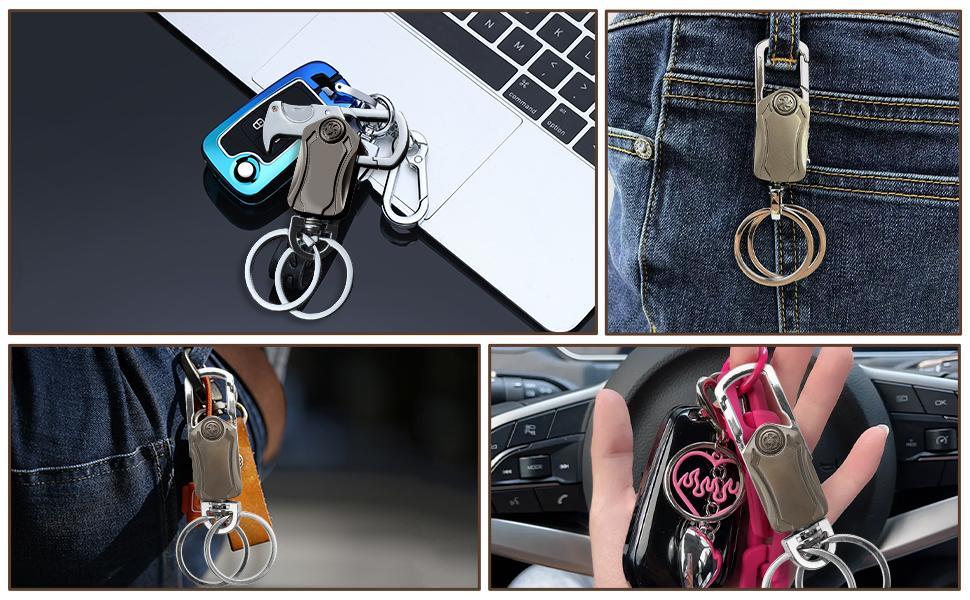 JOYTUTUS Multifunctional Heavy Duty KeyChain Key Ring with Carabiner Clip Bottle Opener & Fidget Spinners for Car Keys Compact Design New Year Gifts - Convenience