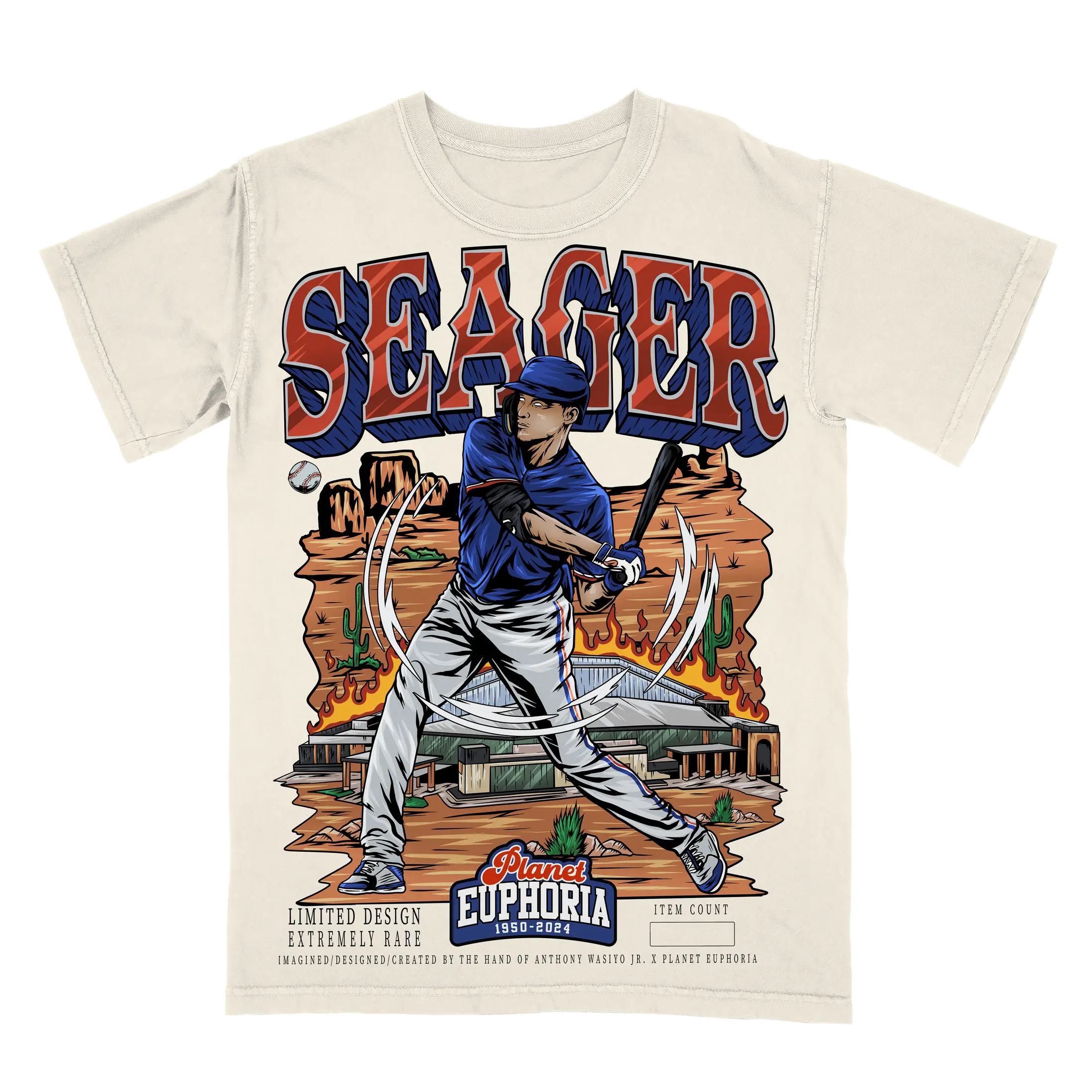 Corey Seager Tee - Classic T-Shirt with Limited Design Extralbatrary Fit - Cotton Fabric - Oversized Fit - Short Sleeve