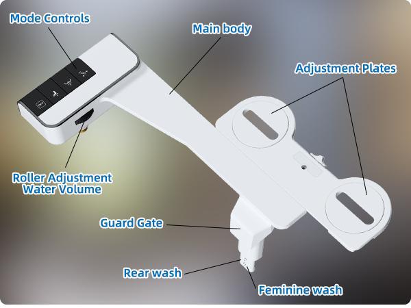Anylcok Bidet Attachment for Toilet, Non-Electric Dual Nozzle for Frontal & Rear Wash, Adjustable Water Pressure Control, Fresh Water Bidet Toilet Seat, Self Cleaning Water Sprayer