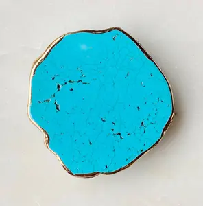 Natural Stone Phone Grip -Turquoise Golden Edge