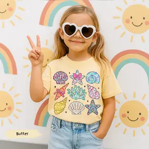 Kids Summer Glitter Sea Shells Toddler Shirt | Summer Vacation TShirt | Kids Nautical Shirt | Babysuit Tropical Beach Shirt Tee,baby boy summer clothes