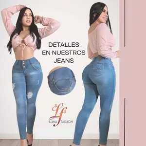 Liana Women's High-Waist Colombian Skinny Jeans - Curvy Fit Stretch Denim with Booty Lifting, Tummy Control & Chain Accessory