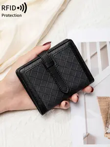 Ladies' double fold wallet, RFID blocking, RFID Protected Wallet, compact and lightweight wallet, multiple card slots with ID card window, suitable for daily use, convenient for commuting, fashionable gift for birthdays and anniversaries, Bifold wallet