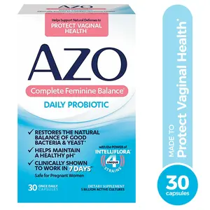AZO Complete Feminine Balance Daily Probiotic Supplement, Protecting Vaginal Health, 30 Count, Adult