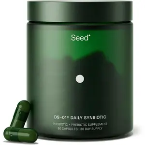 Seed DS-01 Daily Synbiotic, Prebiotic & Probiotic Supplement for Gut, Digestive & Immune Health, Vegan & Shelf-Stable, 60 Capsules (30-Day Supply)