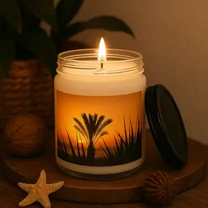Tropical Sunset Scented Soy Candle | Relaxing Aromatherapy, Eco-Friendly Gift, Home Decor, Self-Care, Housewarming Glass Christmas Cozy Fragrance
