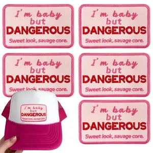 CY 5PCS Iron on Patches Tucker Hats Funny Phrase Embroidered Appliques DIY Accessories for Clothing Bags Jackets Jeans Backpacks