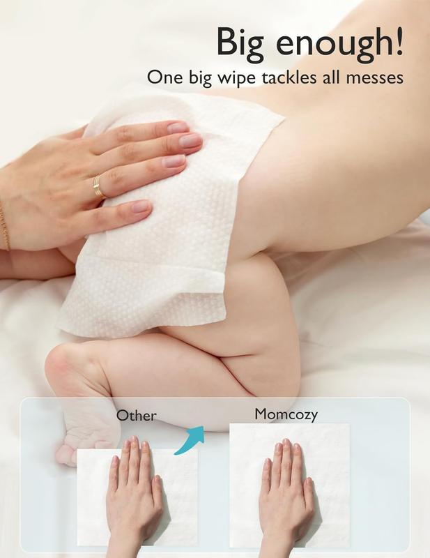 Baby wipes, Momcozy wipes - oversized, cleansing and moisturizing children's wipes, baby products, products for girls and boys, unscented baby wipes, portable maternal and child gifts, safe baby wipes