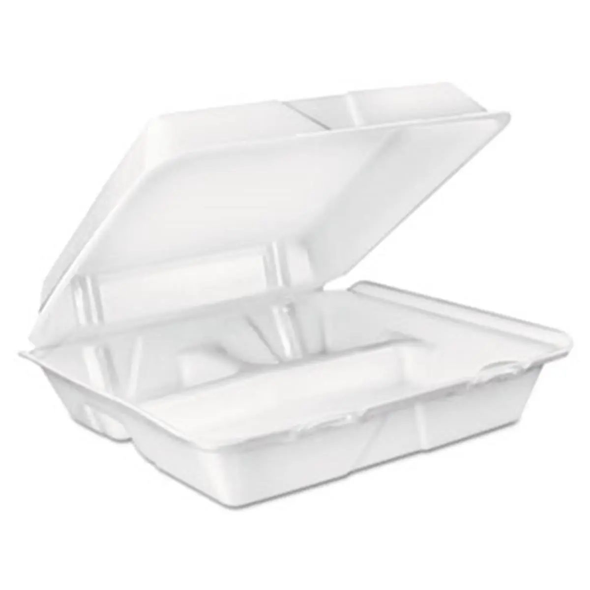 Dart DCC90HT3R Large Foam Carryout Food Container- 3-Compartment - White