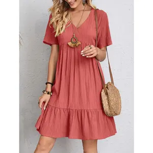 Full Size V-Neck Short Sleeve Dress