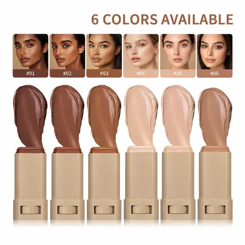 Long-Lasting Waterproof Sweatproof Solid Cosmetic Foundation Balm (1 Count) - Acne-Safe, Hydrating, Lightweight, Silky Glide Texture, Contour, Daily Use, Moisturizing, Dewy Skin, Color-Matched Concealer & Foundation Base Accessory for Adults