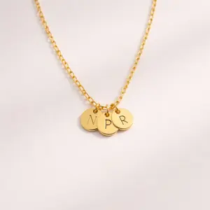 Multiple Disc Initial Necklace, Initial Personalized Necklace, Name Disc Necklace, Dainty Letter Necklace, Letter Customized Necklace Gift