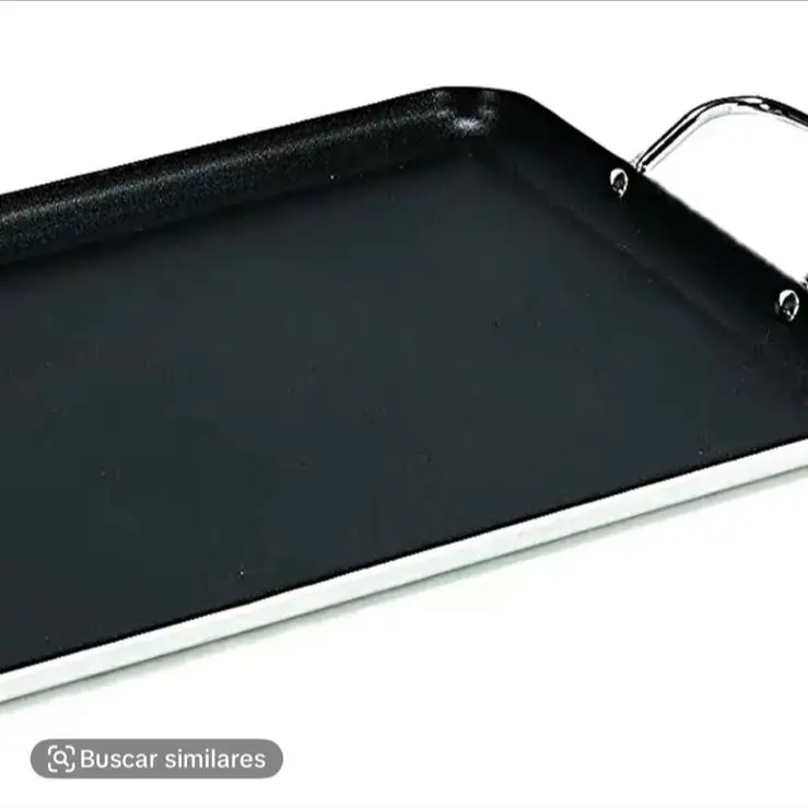 Rectangular Griddle Pan, Durable Nonstick Aluminium Cookware - 2-Burner Stove Top for Camping Cooking, BBQ & Light Outdoor Hiking, Rectangle, Cooking Bbq Camping, Outdoor Cooking Equipment, Camping Supplies, Durable Kitchenware