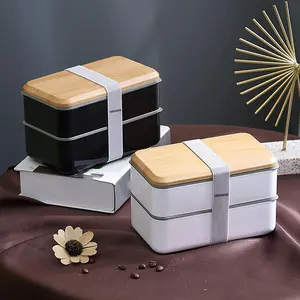 Double Layer Lunch Box with Compartment, Stackable Lunch Box with Utensil Set, Leak-proof Rectangle Lunch Box for Home Office School, Microwavable Bento Box