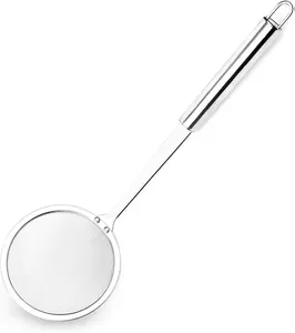 Stainless Steel Fat Skimmer Spoon - Fine Mesh Food Strainer for Grease Gravy and Foam Japanese Hot Pot Skimmer with Long Handle 9.5 Inch Handle Length Dishwasher Safe