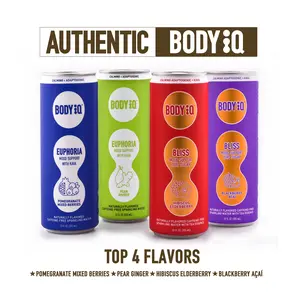 BODY iQ Euphoria Caffeine-Free Sparkling Water Beverage 4-Pack Natural Calming Adaptogenic Mood Enhancing variety pack