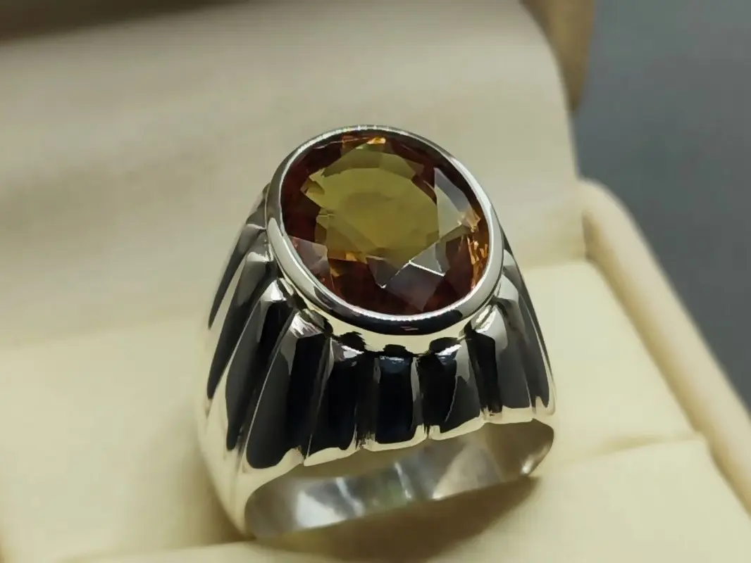 Oval Cut 13 Carat Color Changing Lab Alexandrite Sterling Silver 925 Handmade Mens Bezel Ring