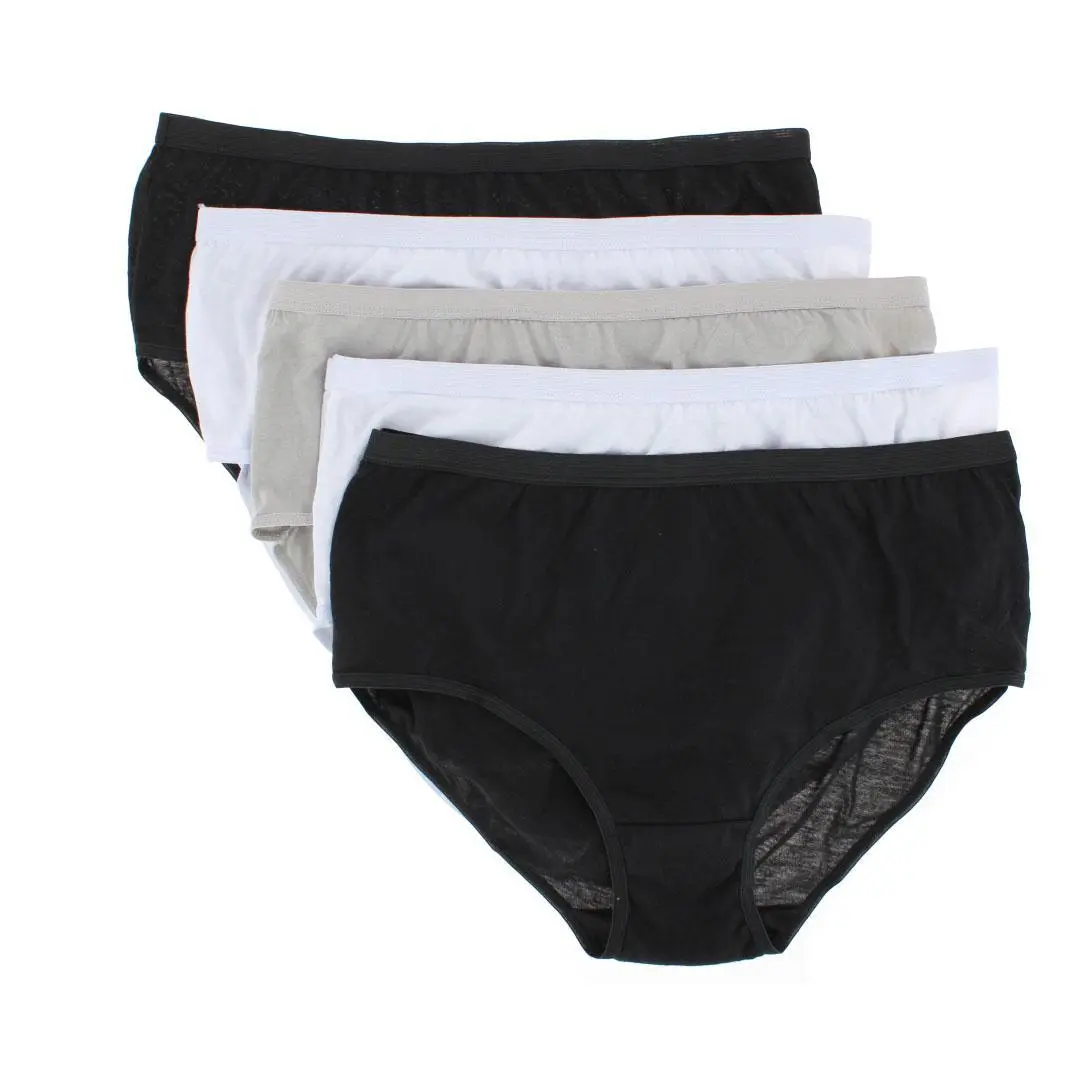 CTM Women's Plus Size Assorted Cotton Briefs (5 Pack), Briefs