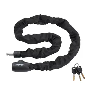 fathersdaygift VEVOR Bike Chain Lock, 3.94 Ft Combination Bicycle Chain Lock with 4 Keys, Heavy Duty Anti-Theft High Security Bike Locks, Perfect for Bike, Motorcycle, Scooter, Bicycle, Door, Fence or Gate, 8mm