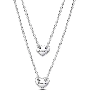 Pandora Forever & Always Splittable Heart Collier Necklaces 393207C00-45