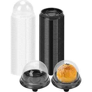 100PCS Mini Cupcake Container Mini Cupcake Holder Individual Cupcake Containers for Chocolate Covered Cookies, Strawberry, Mooncake, Black