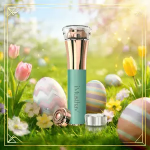 iMusthav Facial Hair Remover for Women – Painless 16mm Dual Ring Floating Head Blade, Portable, Electric Razor & Epilator for Flawless Face, Lips & Chin – with 18K Gold-Plated Head, 360° LED Light