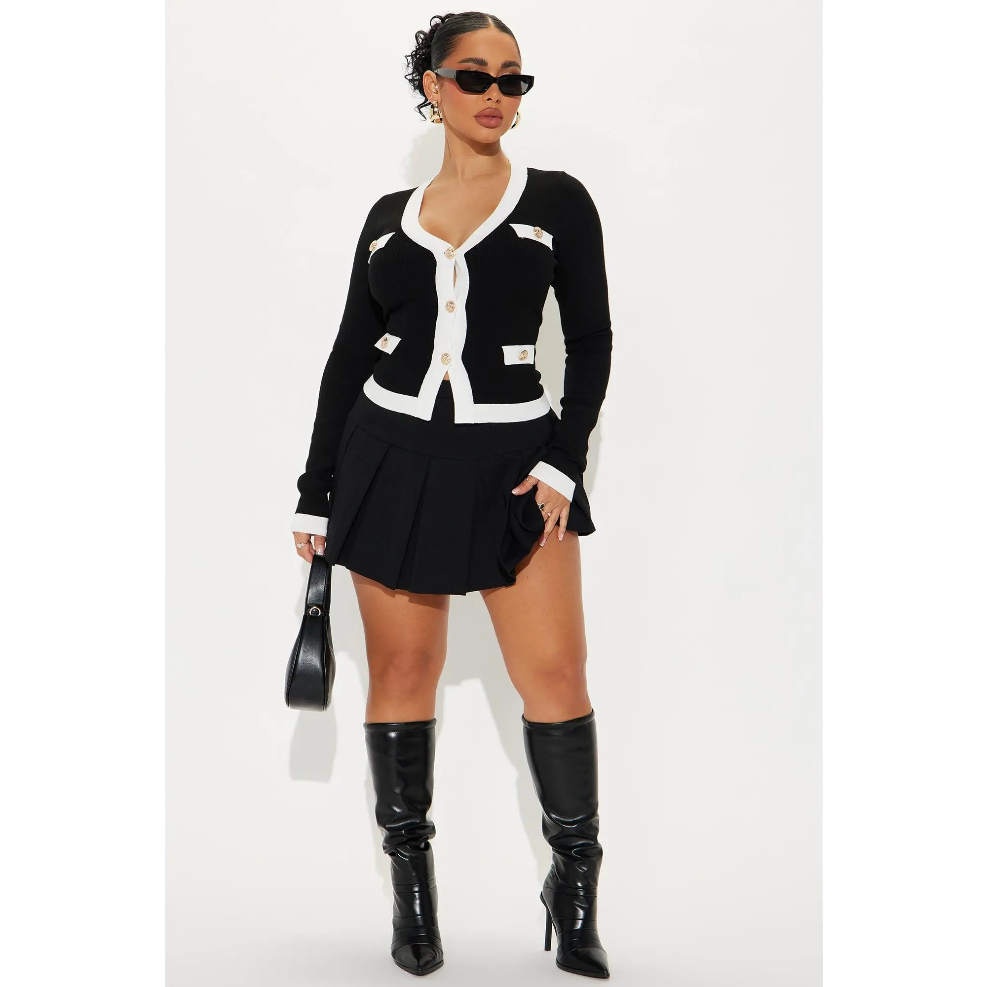 Afternoon Brunch Cardigan - Black/White