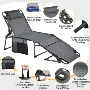 Yaheetech Outdoor Folding Tanning Chair, Portable Tanning Lounger with Removable Padded Cushion and Face Hole, 5-Position Adjustable Chaise Lounge Chairs, for Patio, Beach, Lawn