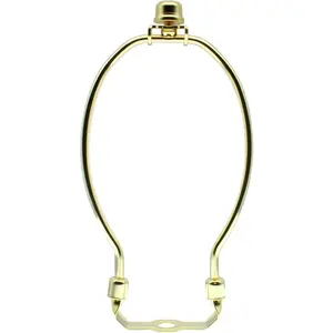 6 inch Lamp Shade Harp Holder Kit Heavy Duty Horn Frame Lampshade Bracket with Solid lamp finial Cap for Table and Floor Lamps [FDXGYH, Gold]