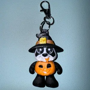 Spooky Cuteness 3-D Printed Panda Witch Keychain for Halloween and Beyond